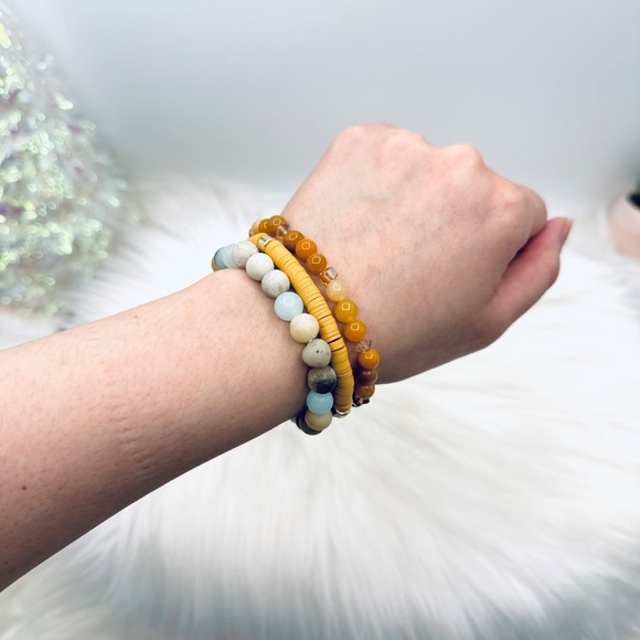 Knotty Mustard and Aqua Mix of Bliss Bracelet - Picture 3 of 6